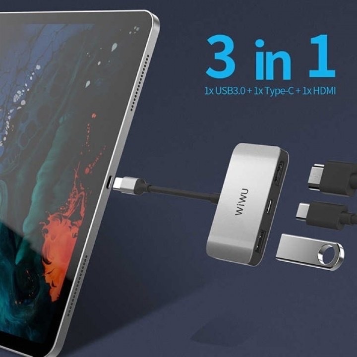 HUB chuyển đổi 3-in-1 WIWU Alpha C2H hỗ trợ tốc độ truyền dữ liệu nhanh 5G / s - Hàng chính Hãng