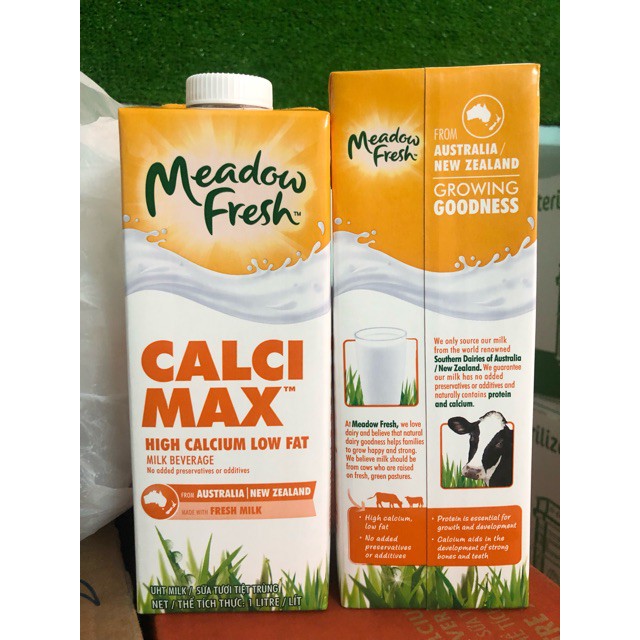 Sữa tươi Newzealand Meadow Fresh calci max (hộp 200ml, 1 thùng 24 hộp)