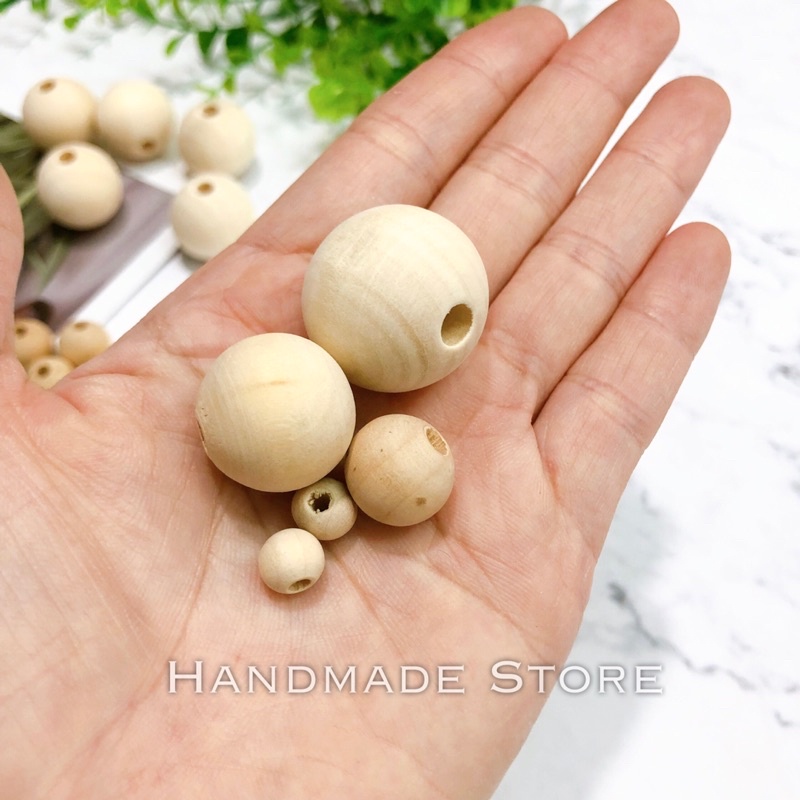 Hạt gỗ tròn 8-14-20-25mm