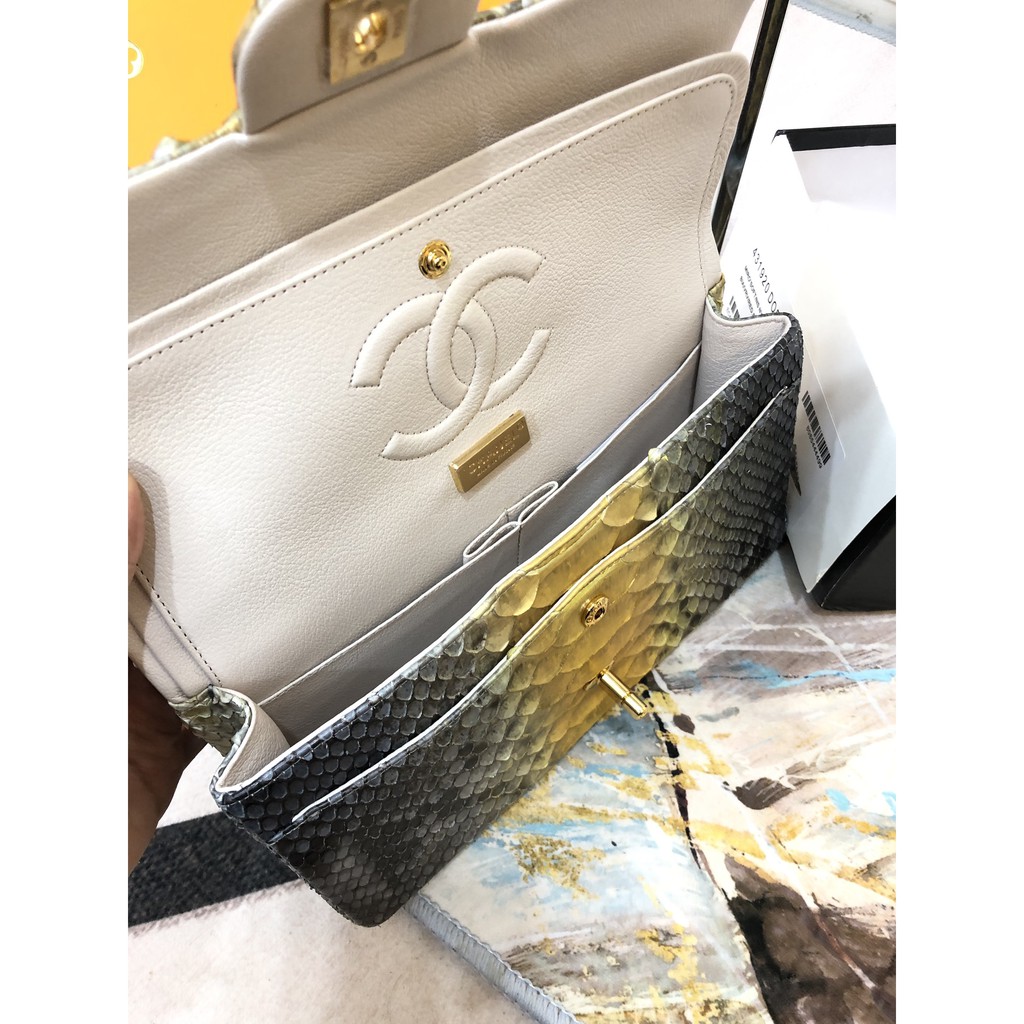 Túi Classic siêu cấp da trăn siêu cấp suze 26cm màu vàng