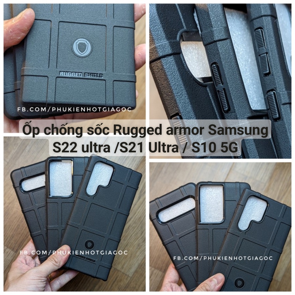 Ốp lưng bảo vệ hầm hố chống sốc lựu đạn Case Rugged shield Samsung S22 Ultra / S21 Ultra / S10 5G
