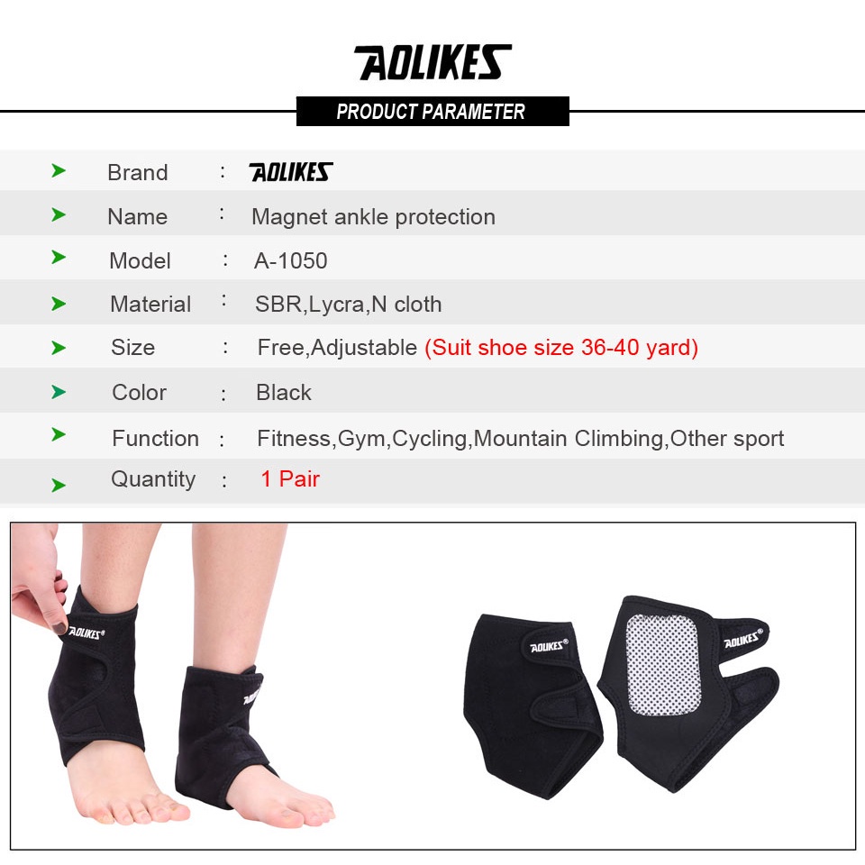 Cặp đai đeo Aolikes hỗ trợ giữ ấm bảo vệ mắt cá chân có thể điều chỉnh được thuận tiện