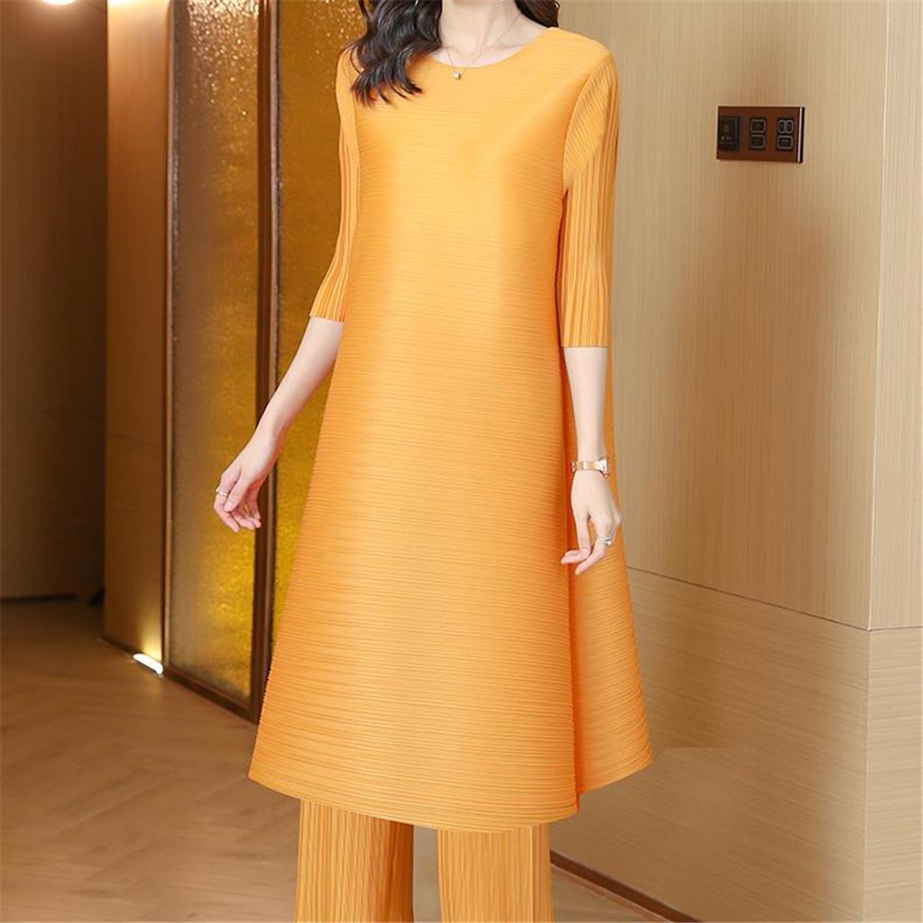 Bộ Trang Phục Hai Mảnh Gồm Áo Và Quần Xếp Ly Phong Cách retro Thời Trang Mùa Thu Dành Cho Phụ Nữ Trung Niên 2021