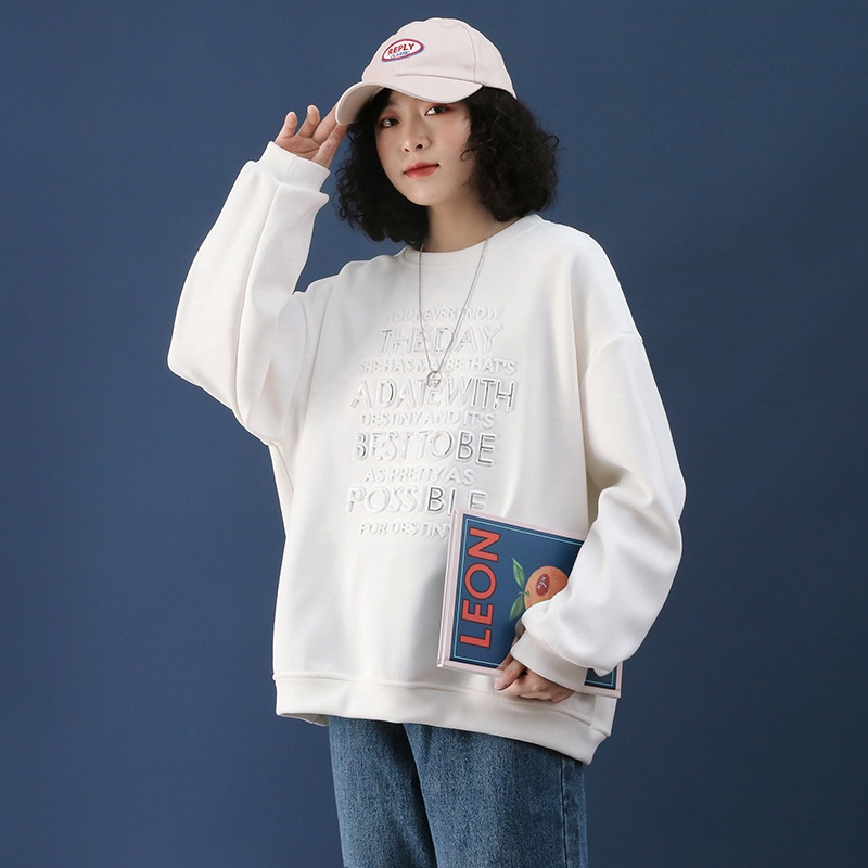 ZHELIHANGFEI Áo Thun Tay Dài Dáng Rộng In Chữ Kiểu Hip-Hop Cá Tính