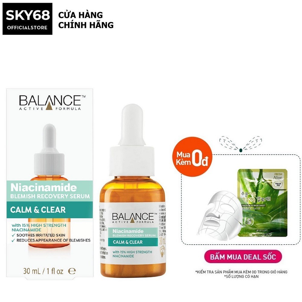 Serum Cấp Ẩm, Ngừa Mụn, Dưỡng Trắng, Mờ Thâm Balance Active Formula Niacinamide Blemish Recovery Serum 30ml