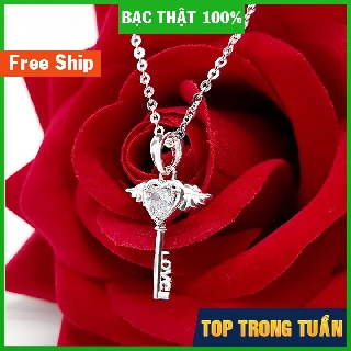 (FREE SHIP -  Bạc ta Thật) Dây chuyền nữ bạc thật - mặt dây chuyền chìa khóa đính đá Panmila (MDC.A39)