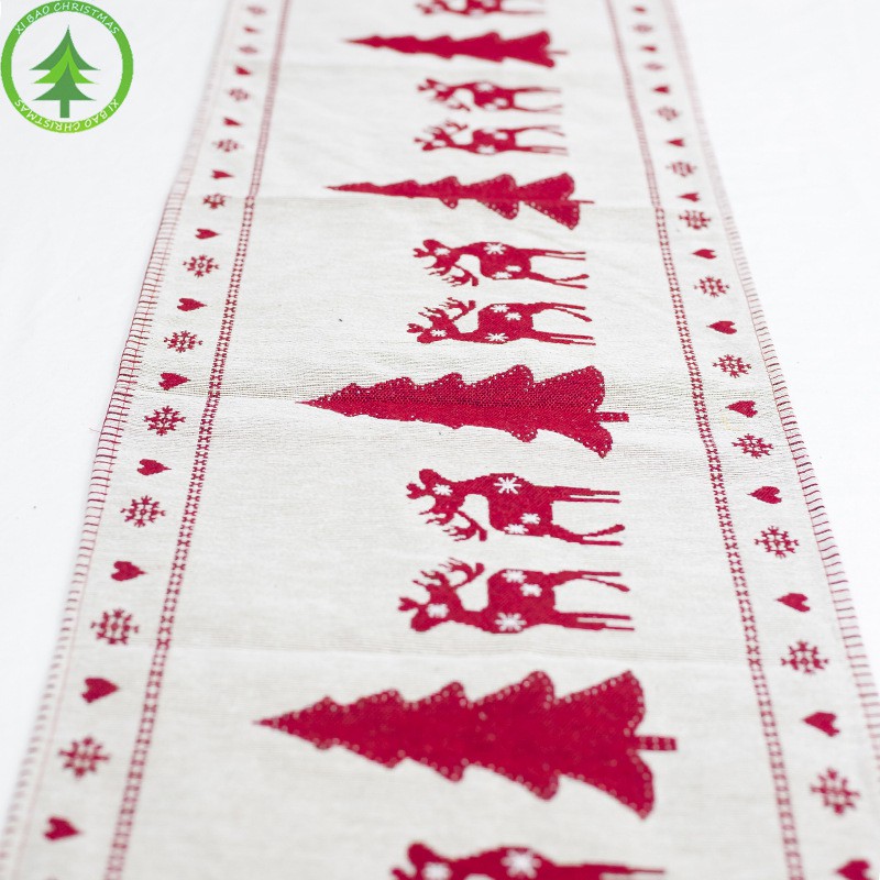 Khăn trải bàn cotton thêu hoạ tiết Giáng Sinh kích thước 35x180cm phong cách Châu Âu | BigBuy360 - bigbuy360.vn