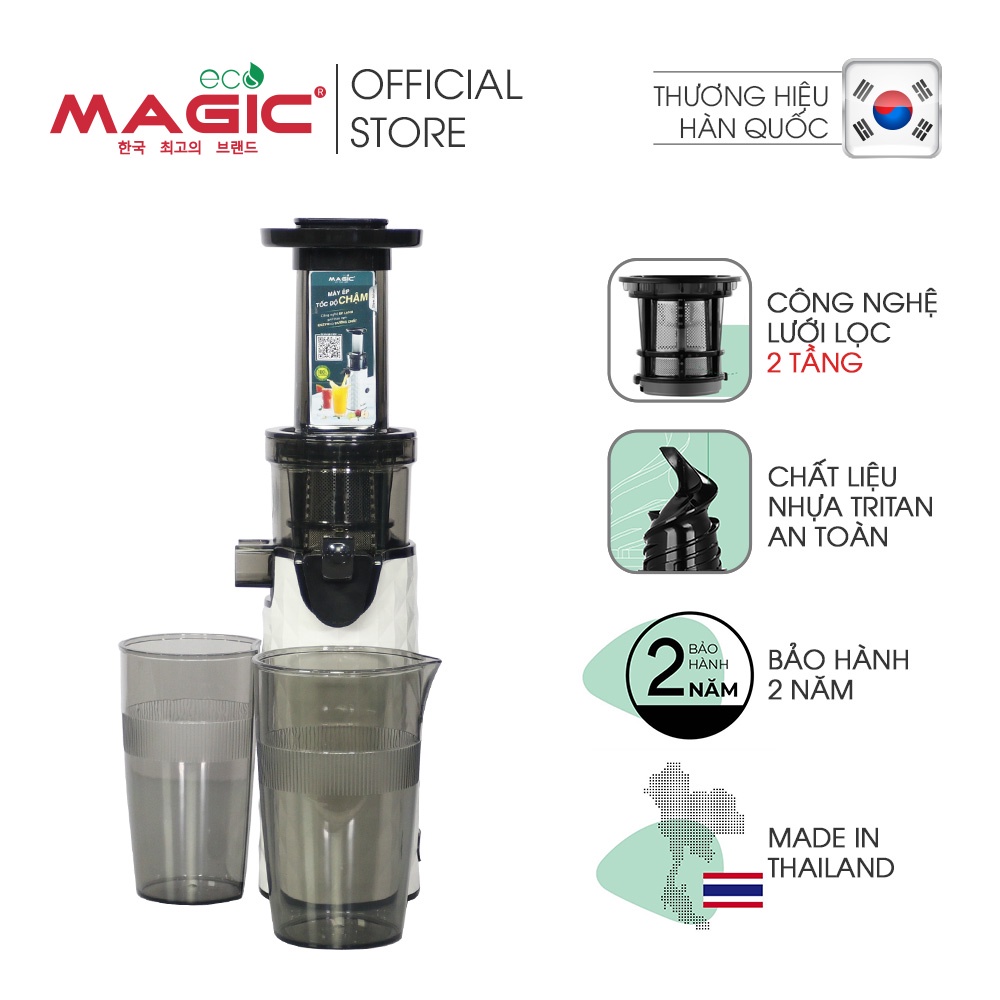 Máy ép chậm thế hệ mới Magic Eco AC132 MADE IN THAILAND,lưới lọc 2 tầng,giảm ít tiếng ồn,bảo hành chính hãng