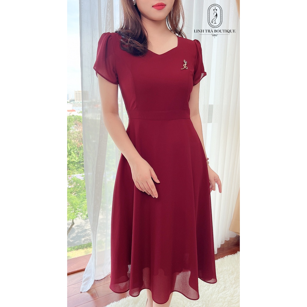 Linh Trà - Đầm Trung Niên Dáng Dài [TM 286] Cao Cấp Vải Voan Tay Ngắn Cho Mẹ U40 U50 | BigBuy360 - bigbuy360.vn