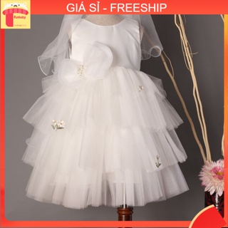 Váy công chúa trắng 4 tầng bé gái 1-6 tuổi