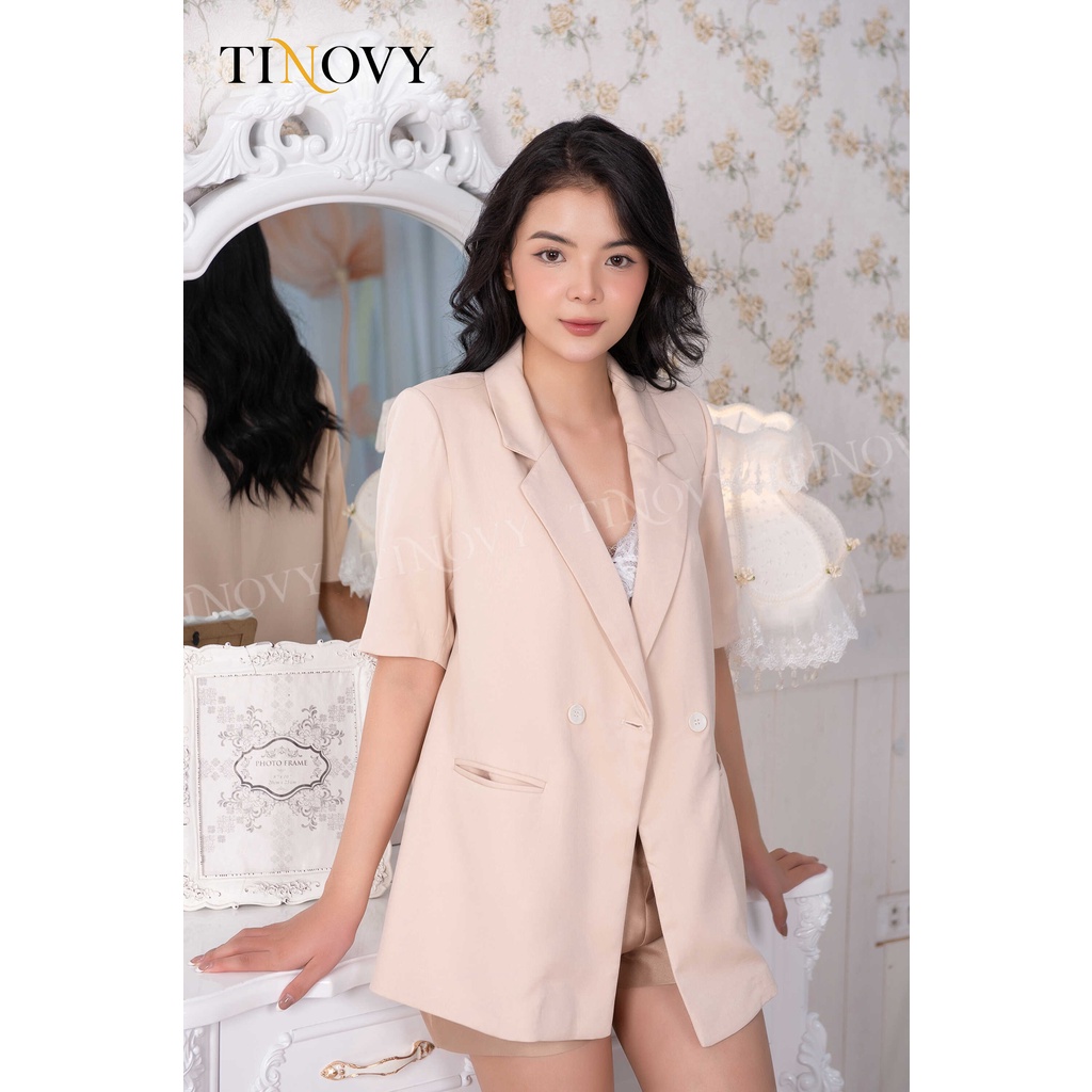 Bộ Vest cộc tay hai cúc ngang trẻ trung siêu nhẹ có thể mặc mùa hè TINOVY BO2281