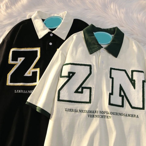 Áo Thun Ngắn Tay Thêu Chữ Phong Cách Vintage Cho Nữ