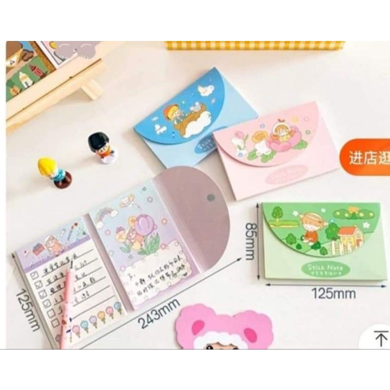 Bộ 2 thếp giấy note cute dạng ví cầm tay