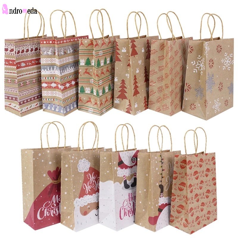 Túi Giấy Kraft Đựng Quà Giáng Sinh / Năm Mới Tiện Lợi
