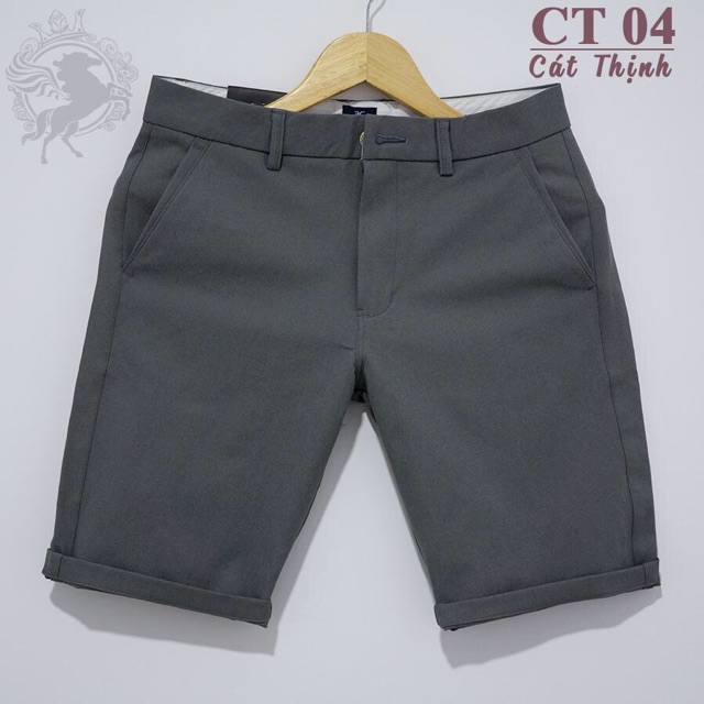 Quần Short Âu Nam Màu Xám Co Dãn Nhẹ, Đường May Chắt Chắn Vải Dày Mịn