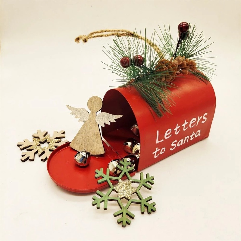 [Christmas Home Decoration Products] [Metal and Iron Christmas Red Mailbox Ornaments, Christmas Ornaments For Xmas Tree] [Christmas Tree Decorative Pendant Accessories]