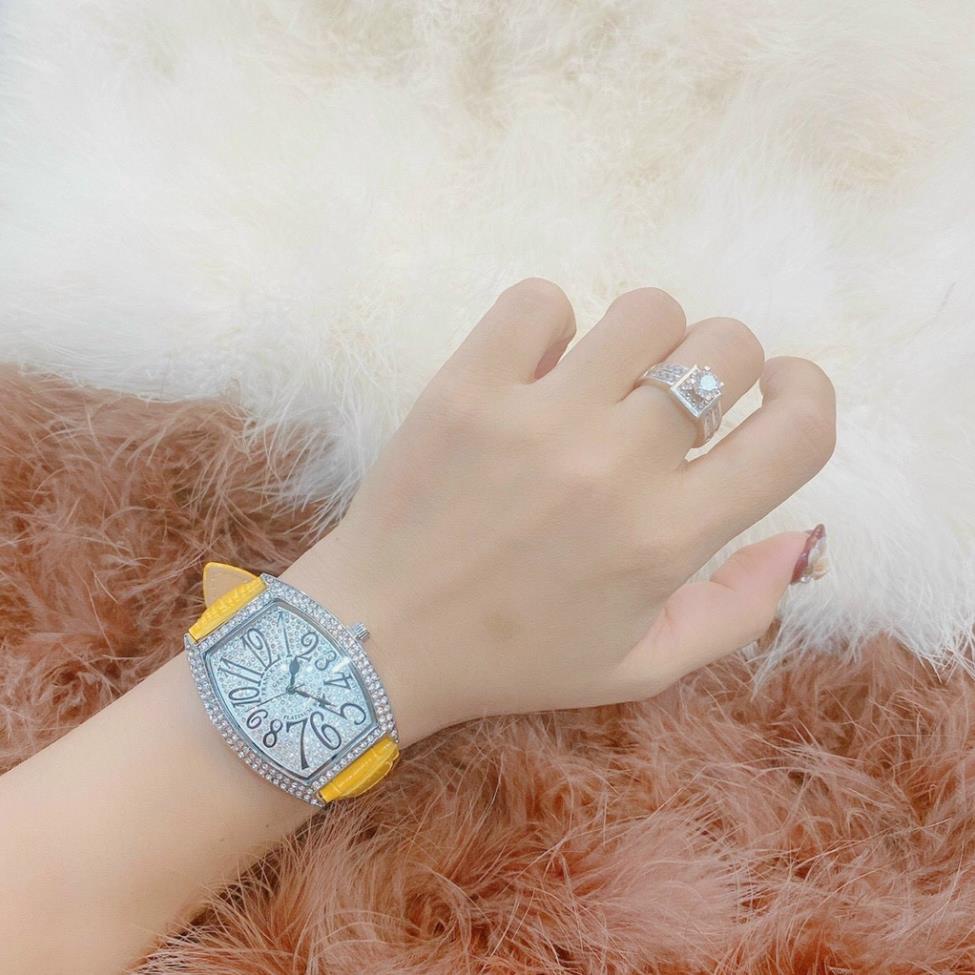 Đồng hồ nữ Franck muller full đá, dây da cao cấp  - Frank muller geneve