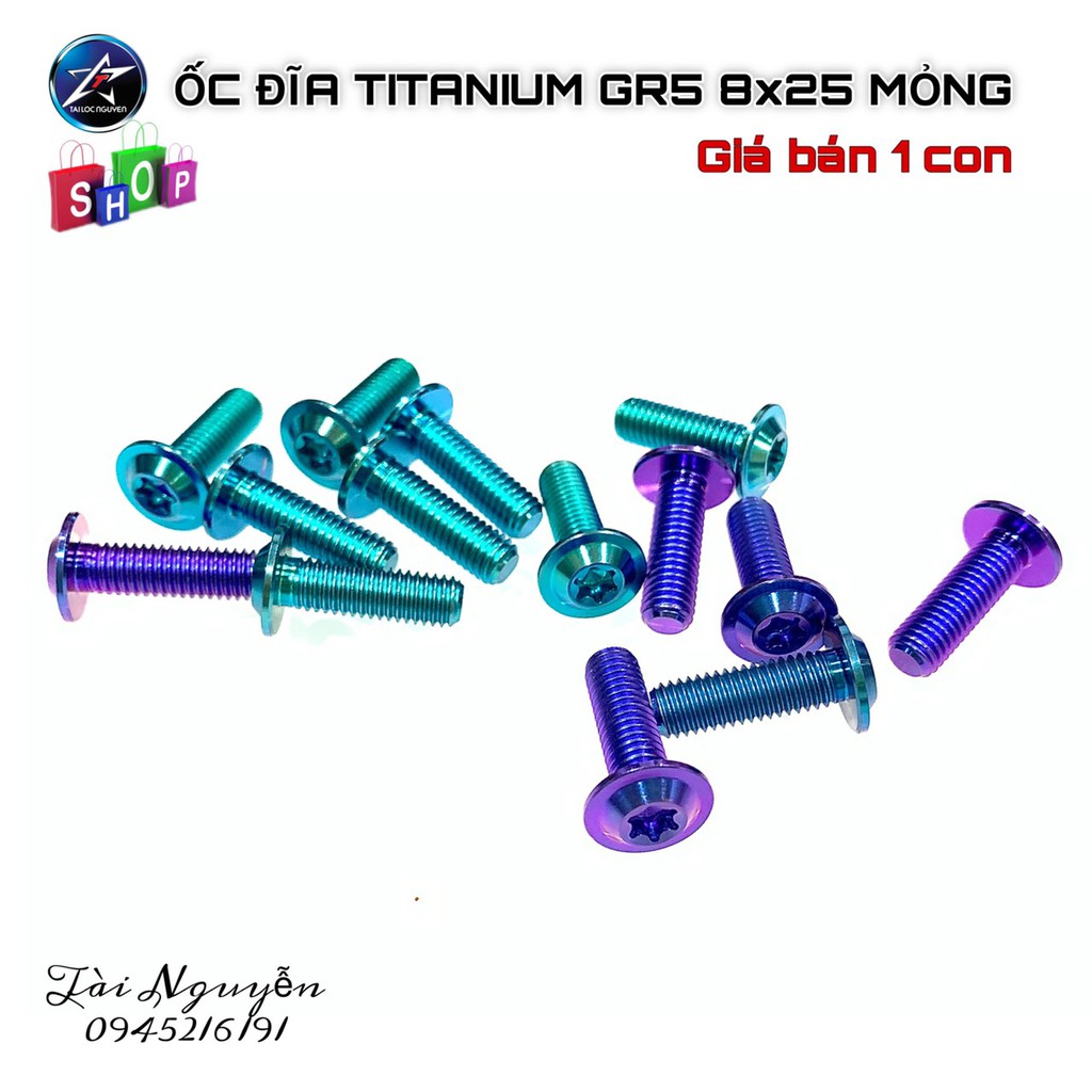 ỐC ĐĨA 8x25 TITANIUM GR5 MỎNG - GIÁ BÁN 1 CON