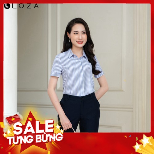 -Hàng nhập khẩu Áo sơ mi kẻ cổ đức cộc tay LOZA PS1001 Liên hệ mua hàng  084.209.1989