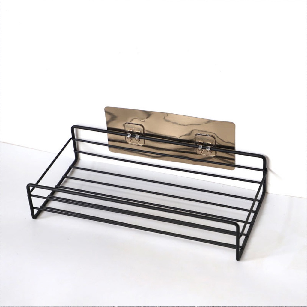 Kệ dán tường nhà tắm chữ nhật sơn đen tĩnh điện Size 26x10x5 cm