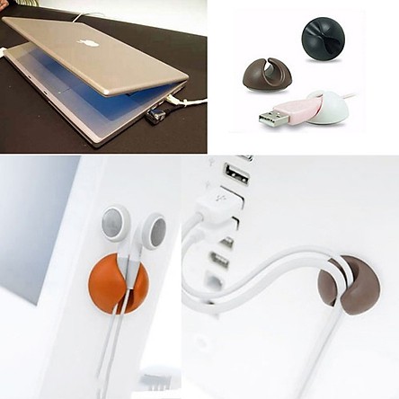 Bộ 3/6 núm kẹp giữ cố định dây điện, dây sạc, chuột, phím dán tường, để bàn | BigBuy360 - bigbuy360.vn