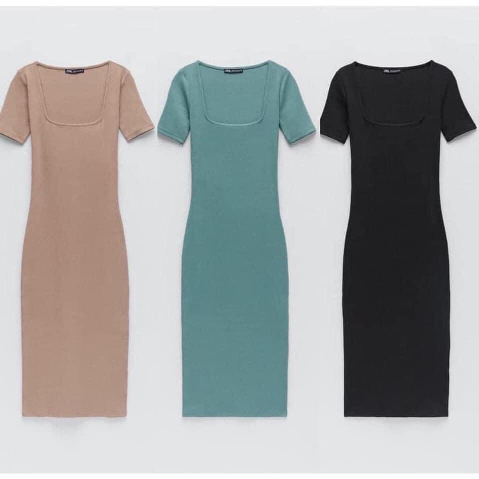 Váy Body Len Tăm Cổ Vuông, Dáng Dài Cộc Tay | BigBuy360 - bigbuy360.vn