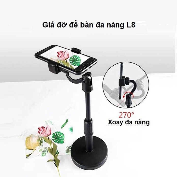 Giá Đỡ , Kệ Đỡ Điện Thoại , Cây Đỡ Điện Thoại Quay Video Để Bàn L8 Đa Năng Siêu Tiện Lợi - Phụ Kiện Tomato