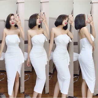 Đầm nữ ôm body cúp ngực xếp ly tôn dáng thời trang nữ Arava c65
