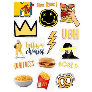 Set stickers vàng dán điện thoại laptop sổ tay - Yellow Stickers Pack được chọn mẫu ( Hàng sẵn )