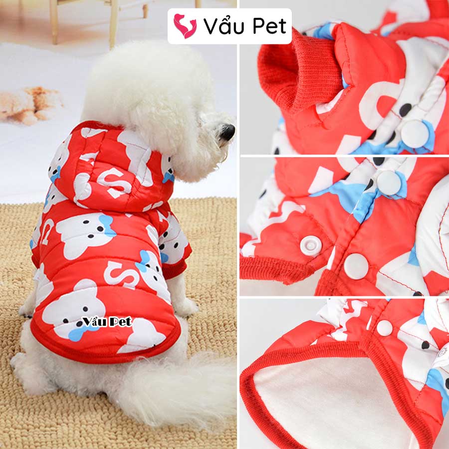 Áo cho chó mèo Phao lót bông ấm áp mùa đông - Quần áo cho chó poodle, con, lớn, mèo, thú cưng Vẩu Pet Shop