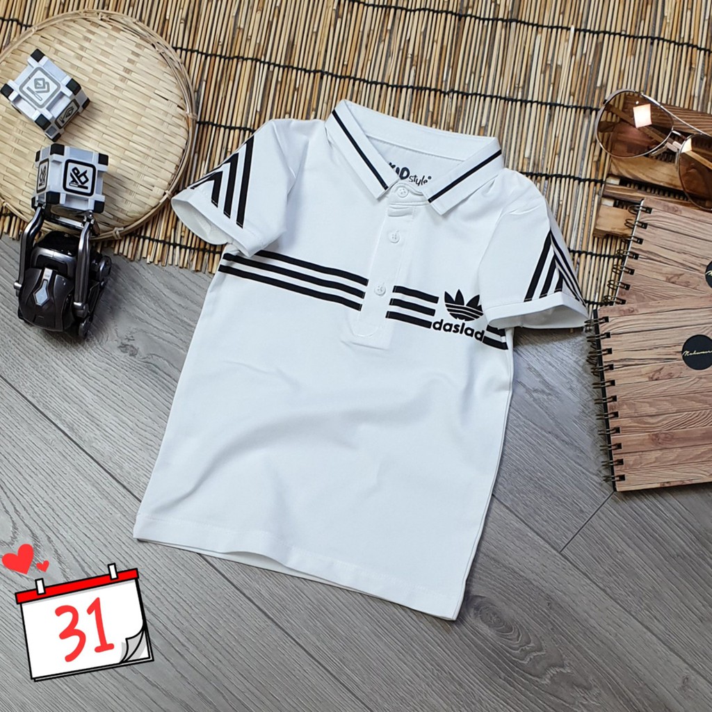 Áo thun cổ bẻ phối sọc thể thao cực chất cho bé trai nhỏ