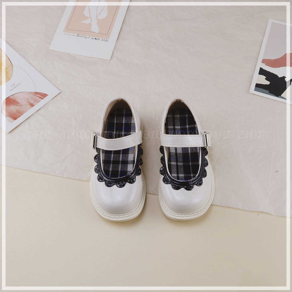 Giày da bóng phối viền họa tiết cho bé gái Zonekids - B17