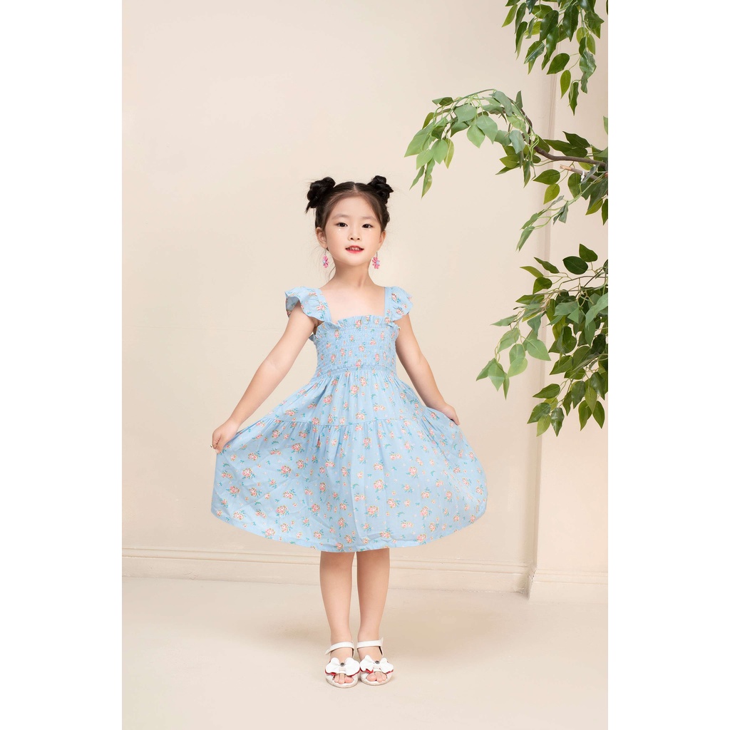 Váy bé gái MILAM hoa nhí xanh cánh tiên tiểu thư thoáng mát cho mùa hè