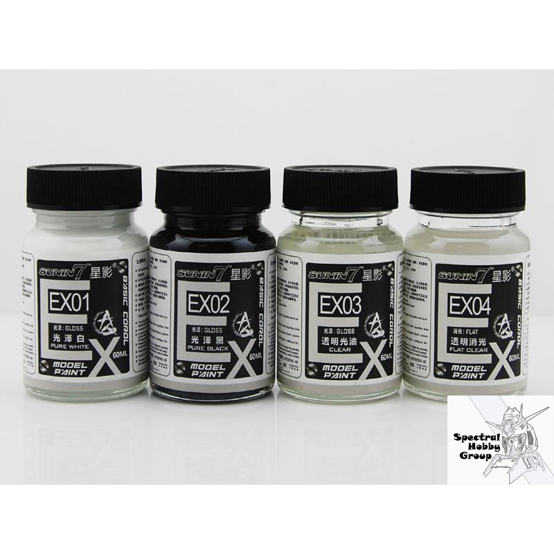 Sơn mô hình cao cấp Sunin Super Gloss Black White Clear Flat Star Shadow EX series Lacquer 01 02 03 04 60ml topcoat