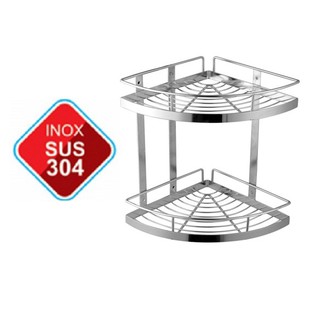 Kệ inox 304 không rỉ góc hai tầng kg06
