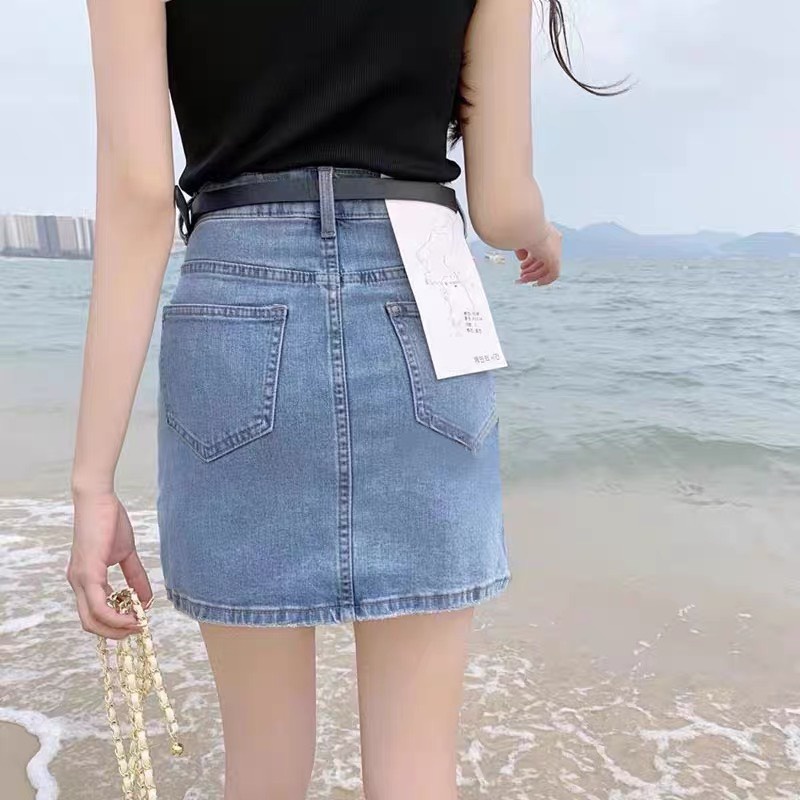 [60-90kg] Quần váy jean BIGSIZE lưng cao phom A, trên gối bên trong có quần short, co dãn mạnh 4345 MLJ 70kg 80kg