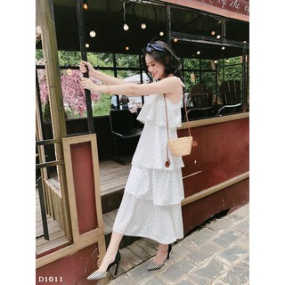 Đầm 2 dây tầng chấm bi (Kèm ảnh thật sản phẩm shop chụp)