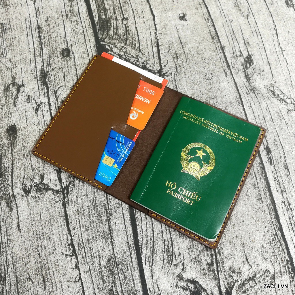 Ví đựng passport, hộ chiếu da bò handmade - PP625
