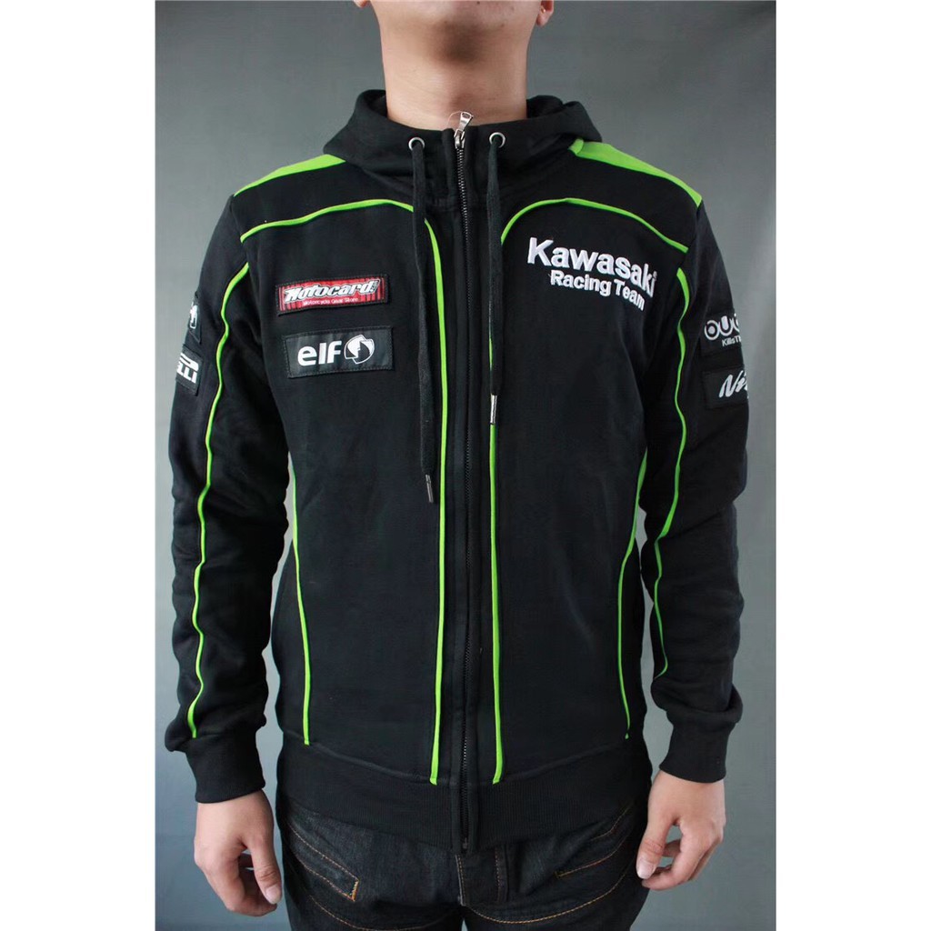 Áo khoác chạy xe máy Kawasaki có khóa kéo thời trang dành cho nam