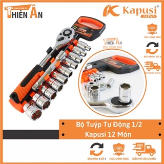 Bộ tuýp tự động 1/2" kapusi 12 món- bộ tuýp khẩu 1/2- và 10 đầu tuýp từ 8- 24mm