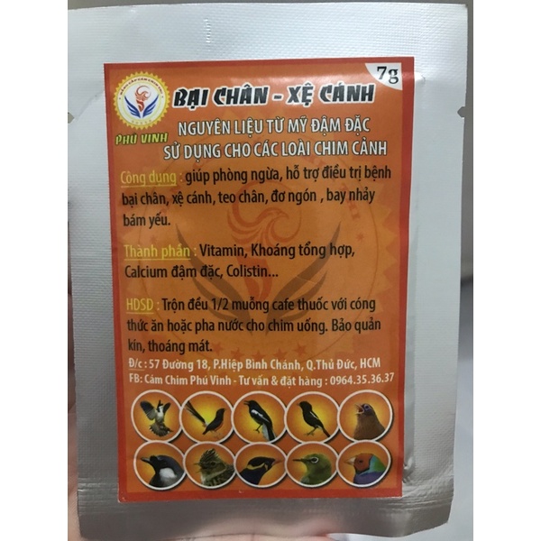 Thuốc trị bại chân xệ cánh chim cảnh Phú Vinh