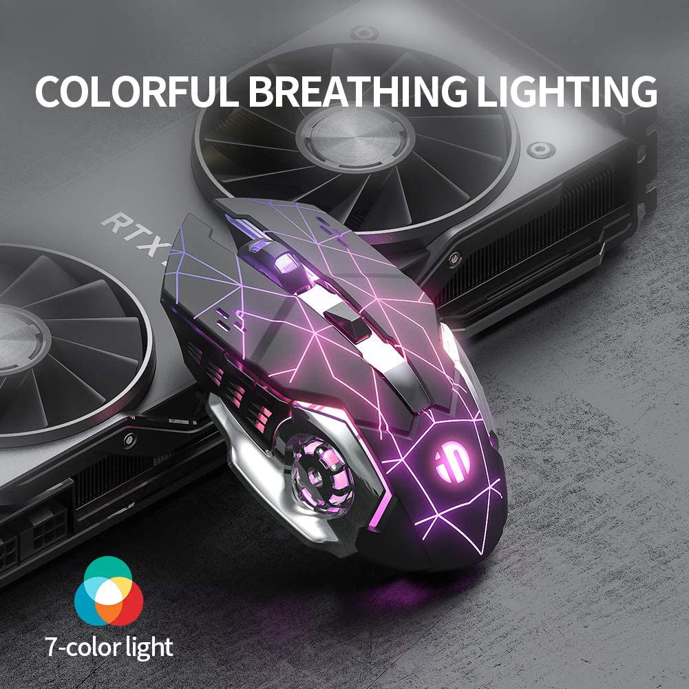 Chuột Chơi Game Wifi Có LED Sao Trời Xanh INPHIC M601 USB 2.4G 1600DPI Đèn Nền LED Nhiều Màu 6 Nút Pin Sạc