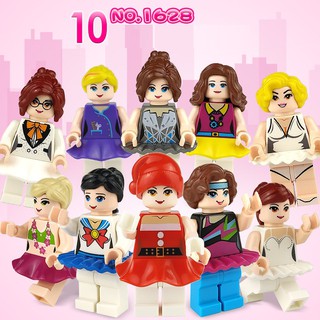 Bộ 10 nhân vật nữ kèm đầy đủ phụ kiện mini figure cao cấp - 1628