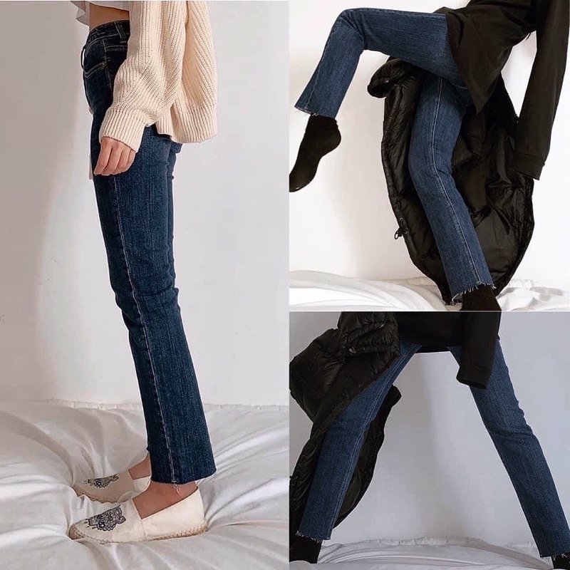 Quần skinny ống đứng lai cắt ZR