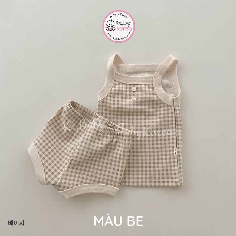 Bộ đồ bé gái quần áo hai dây kẻ caro Sagak PEEKABOO Hàn Quốc cho bé 2 3 4 5 6 7 tuổi thời trang trẻ em 2022 BABY KOREA