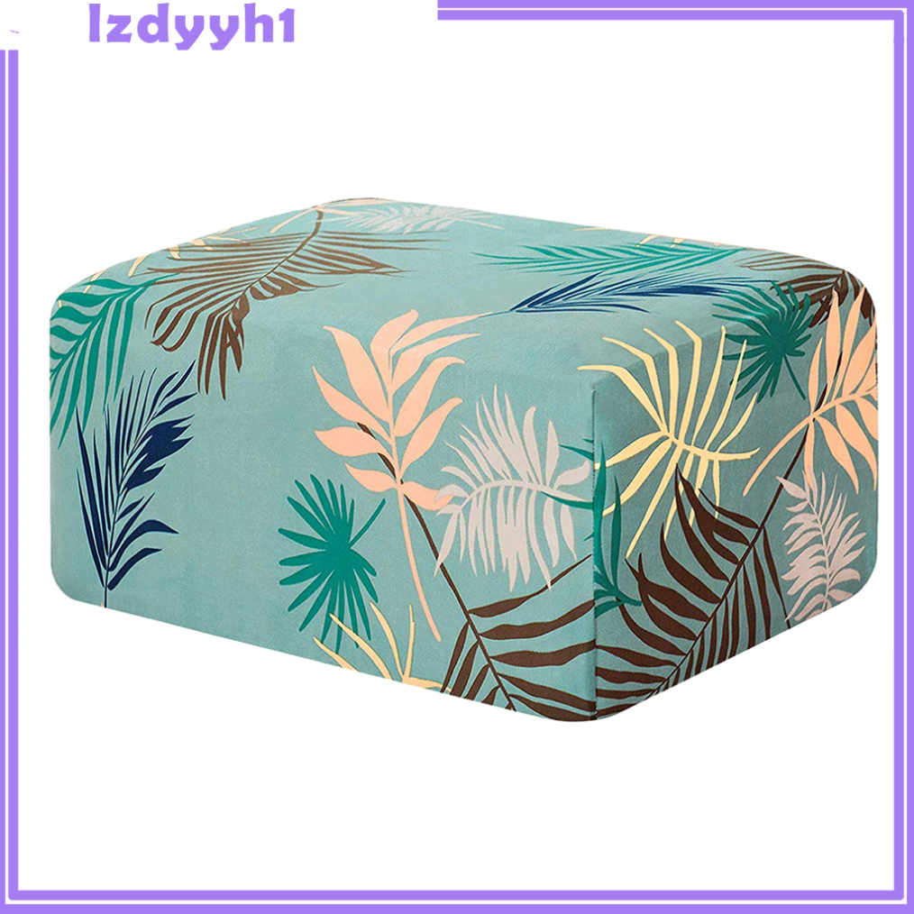 JoyDIY Printed Ottoman Cover Footstool Slipcover Footrest Stool Protector White