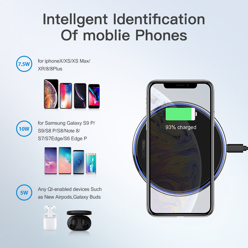 Đế Sạc Không Dây 15w Qi Cho Iphone 11 Xs Xr X 8 Samsung S20 Xiaomi Mi 9