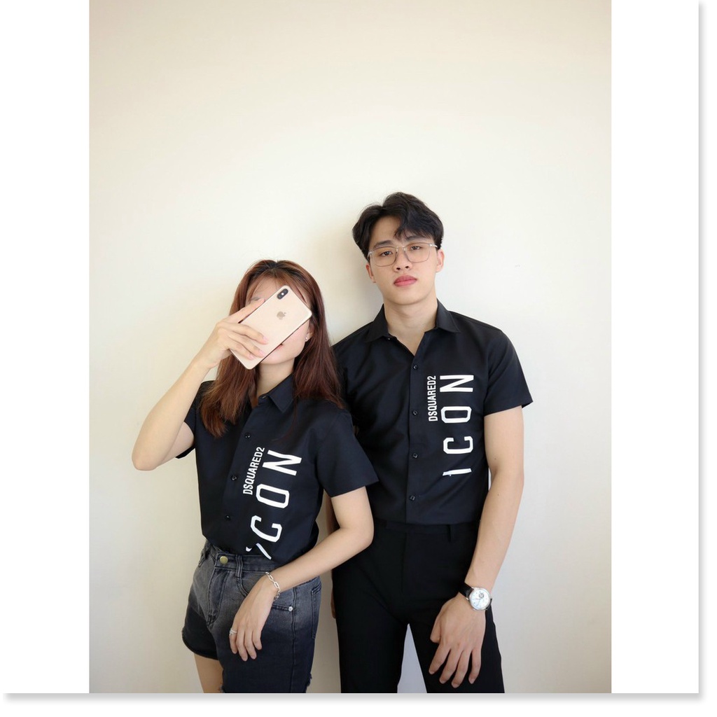Áo sơ mi in thêu ngăn tay nam nữ cực đẹp , dành cho giới trẻ KHANH AN