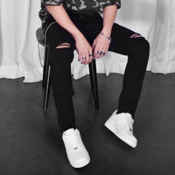 Quần Jeans Đen Trơn - Rách Gối ZARA form nam nữ unisex 🖤 Quần skinny Jaystoree 🏅 i