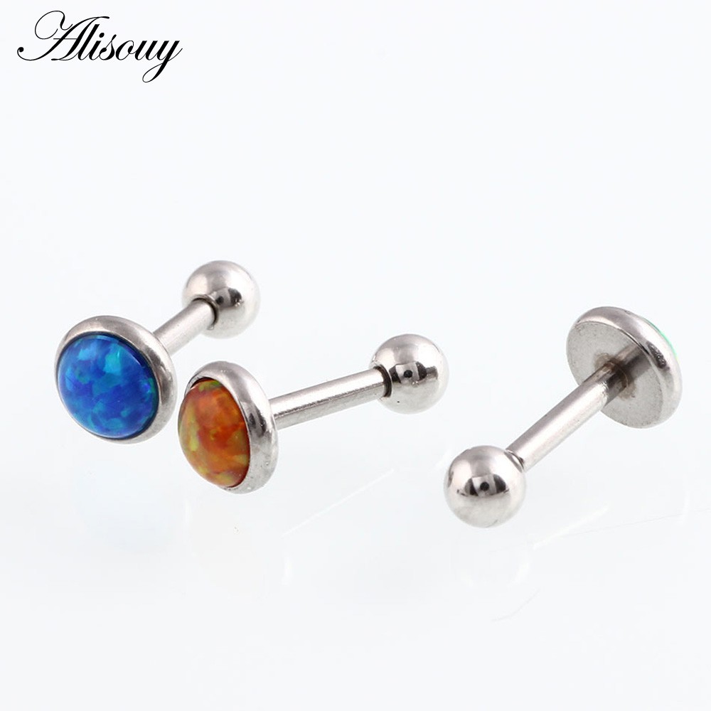 Alisouy 1 Khuyên Xỏ Cơ Thể Bằng Đá opal Thời Trang 3mm 4mm 5mm